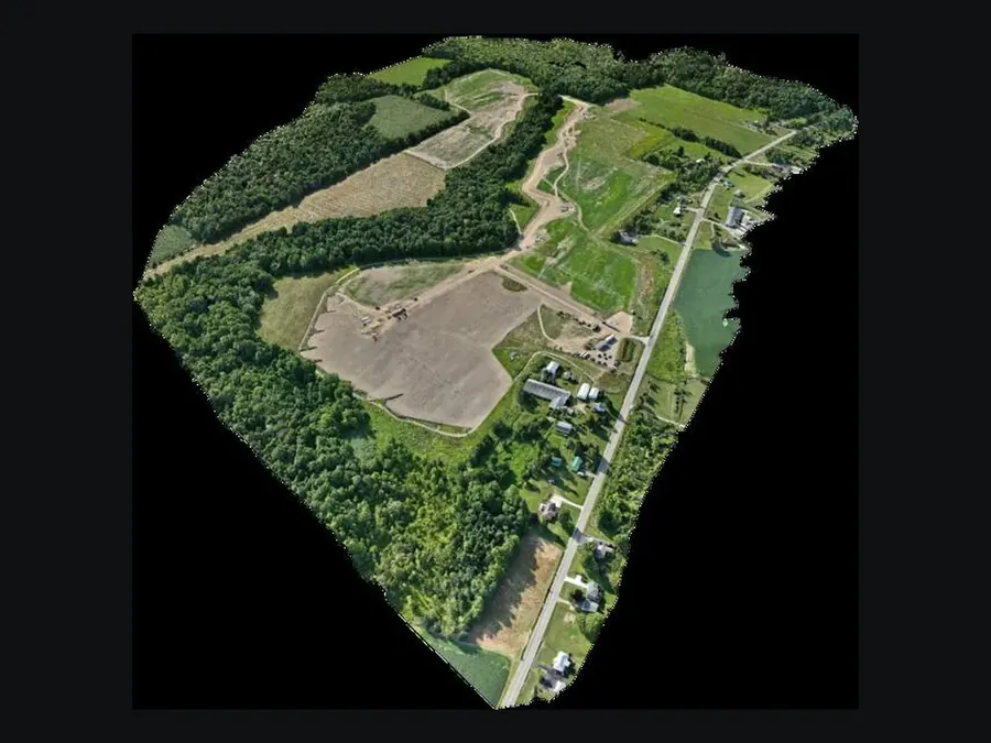 Top-down orthomosaic of a solar construction site